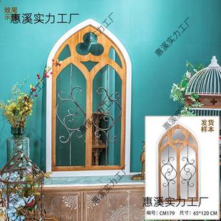 墙面假窗布道景具黑板挂壁置物架窗框留户言板树庭d5wm4nfx园装 饰