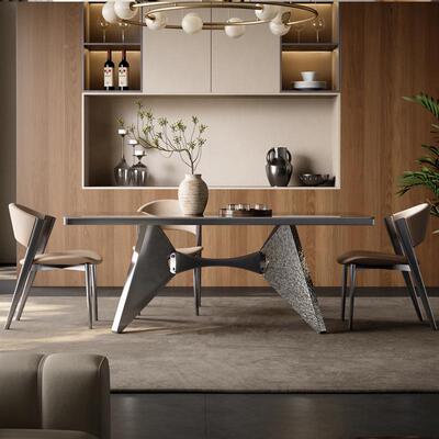 20创4新款轻奢简约现代意岩板餐桌2椅组合客厅小户家用88838桌型