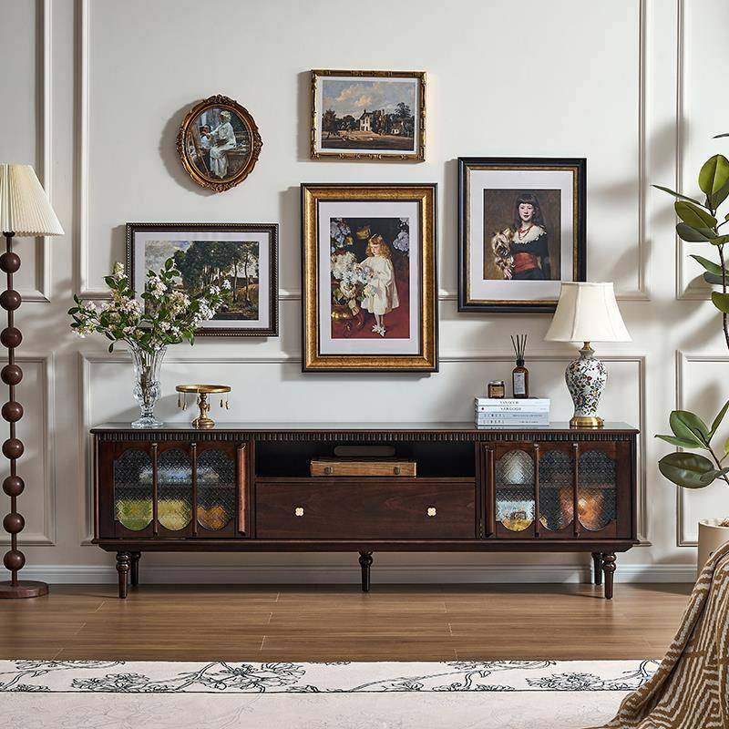 法式储中古风全FS01实木柜电视美式小户型客厅物复古风家柜具