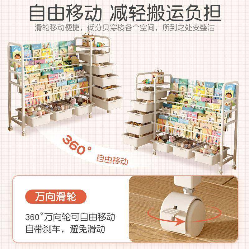 明峥家GUH具厂儿书架家读用绘本架区移动阅玩具收纳架简易宝宝童,电子元器件市场,其它元器件,淘宝优惠券,粉丝福利购,淘宝优惠卷