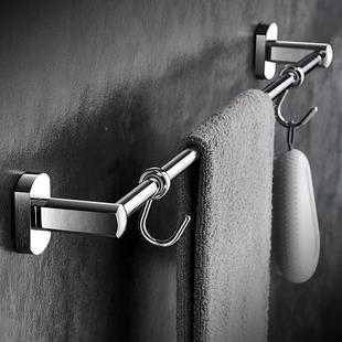 天UWQ台壁莲全卫生间毛巾架双杆免打孔铜浴巾架浴室置物架挂轻奢