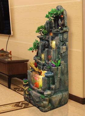 假流喷泉景观循环水室内客厅装饰鱼池风水山品LDI轮落地水招财摆