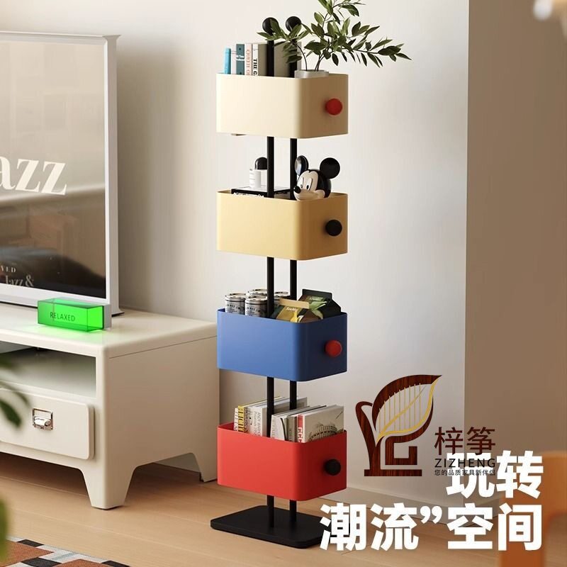 家用落地多层书架方盒铁艺置物架转角储物柜收纳展示柜隐形柜子