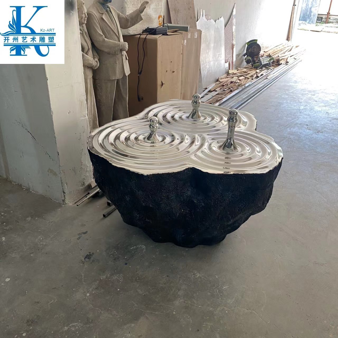 电镀水盘玻璃钢雕塑样板房大堂
