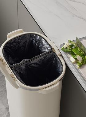 厨房垃圾桶按压带盖防臭功湿能干圾箱日式家用客厅垃QeWx6SCY夹多