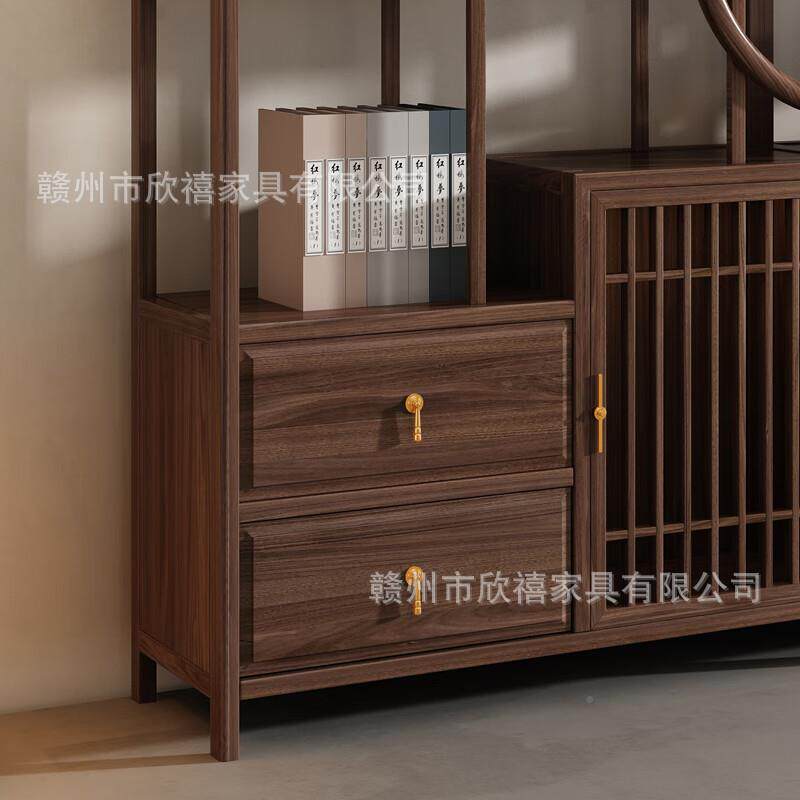 木博古架茶室置物架新中式客厅屏风多玄关酒柜宝乌阁书架金展梅花