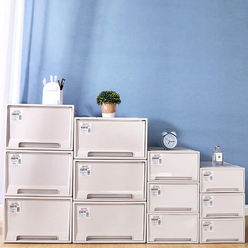 家用塑料收纳箱实色学校教室书本多层储物柜书本整理抽屉式收纳盒