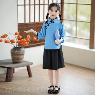 朗比诵演服出合唱红歌赛服装 高档儿童国风学生装 民五四青年中山装