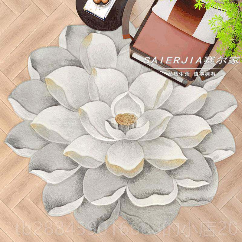 高档禅宗厅新中国风牡丹形灰色荷花荷花地毯冥想卧室房客间床边圆