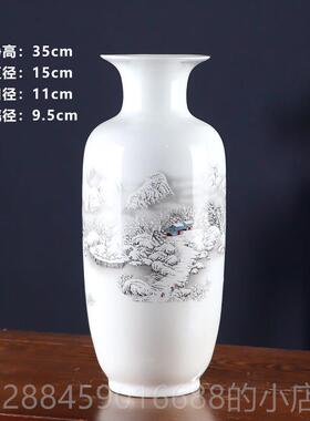 高档景德鸿运当头陶瓷器花瓶摆件客厅插花居花家新青中式酒柜装镇
