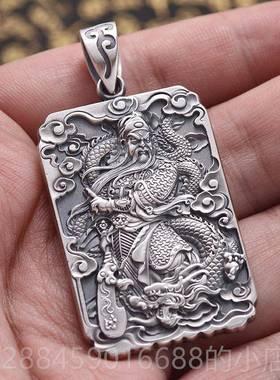 高档999纯银关公吊关二爷关羽坠 男银项泰炼上尊男饰 中国风饰品