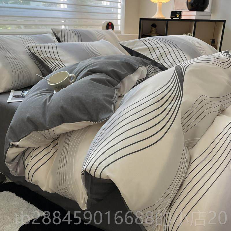 高档卡通字母简纯棉四件套棉床用品全床单上床笠被套三件套学约生