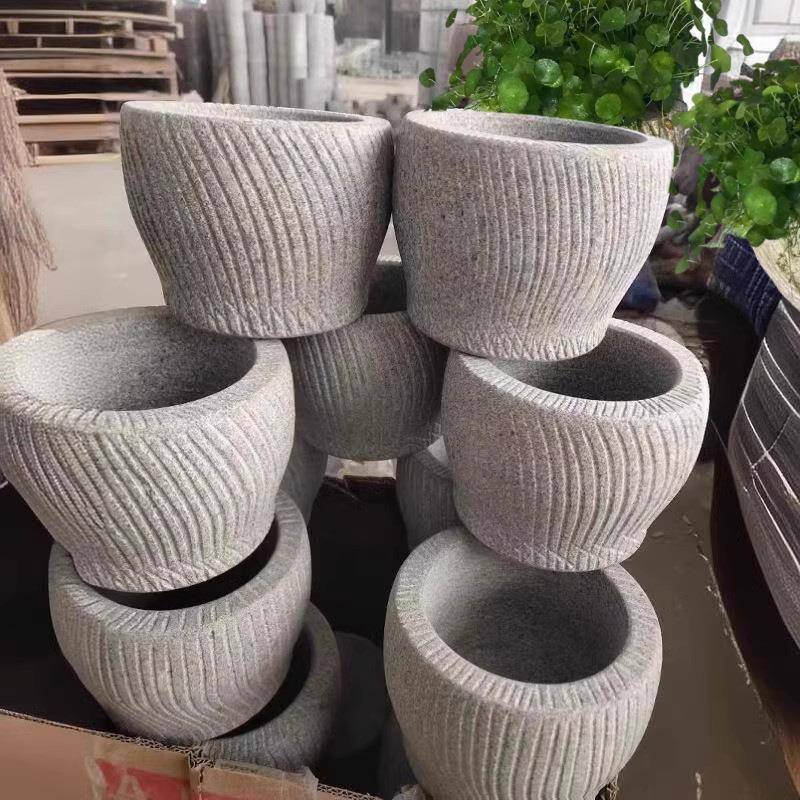 石糍雕盆石臼庭石院圆形花水缸仿古装饰石缸打粑年3232糕窝老式石