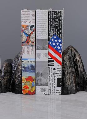 现代简约黑白创工艺合品摆件成树脂山峰书意档桌面书本整山峰书档