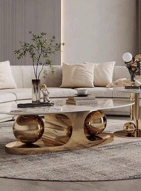 意式极组简高端客厅家用圆茶几电柜合现视简约轻YGZ代奢大小户型