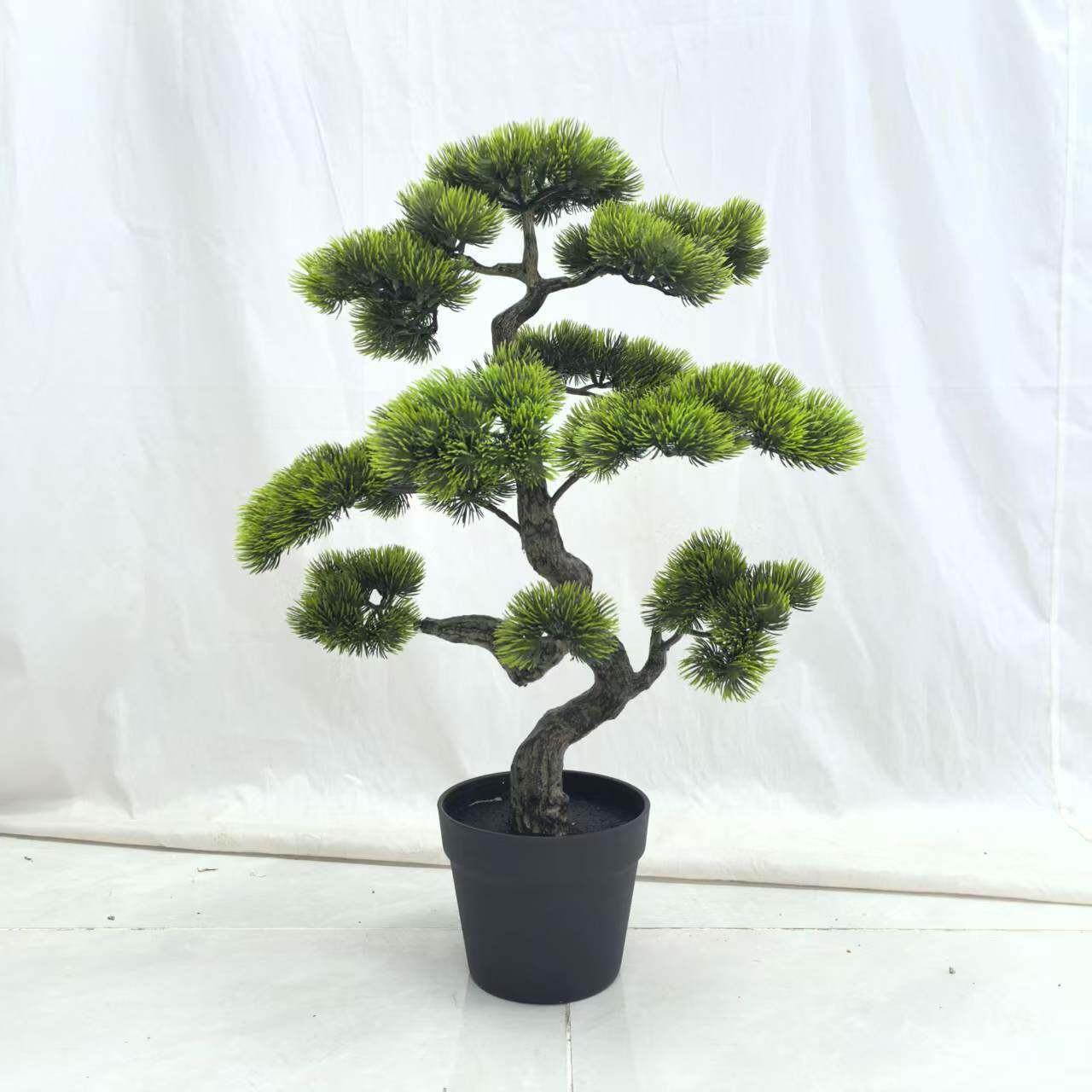 仿真迎松室内装饰造景仿真树绿罗汉松假客植美人松大PTX型落地摆