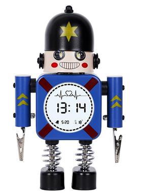 新款AWGLED电数子器人闹钟学生儿创意智能静音机跨境大兵童字闹钟