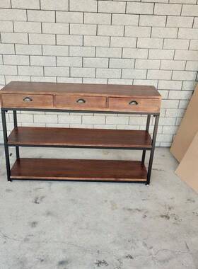 l落oft美式工业风艺架地复JTF古铁多层实木书置物架带抽屉客厅