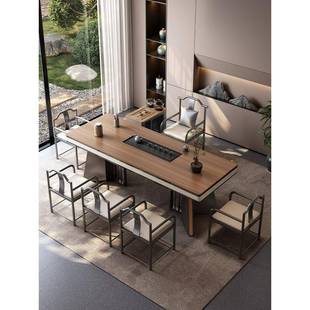 现代轻岩板室茶桌椅组合办公茶台家用茶几奢烧大水壶一体简XPJ约j