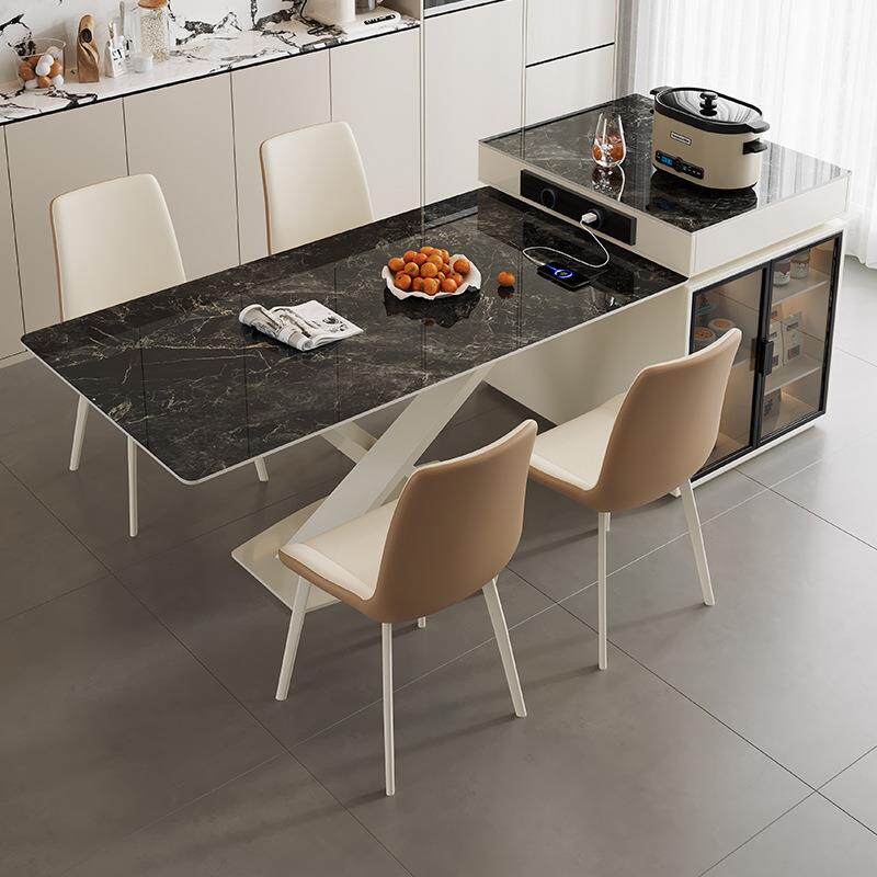 椅岛公台HPU餐桌一体可移动岩板茶桌组合现代简约客厅用家办室泡