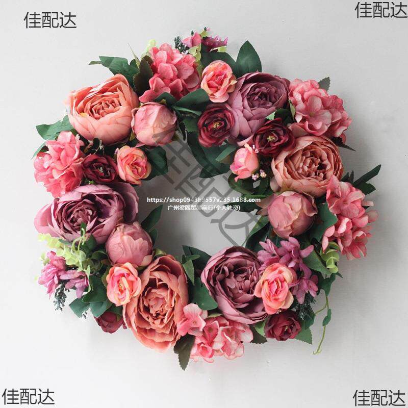 绢布牡仿EIN真花环仿门饰门环装饰花丹绢花真花饰壁饰挂货源