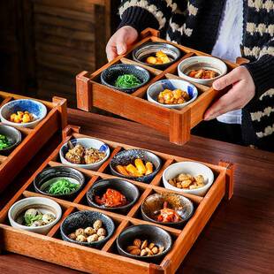 日式木九宫格餐具餐盘托盘分司格盘料质理盒VWY套复装古实木创意