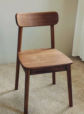 皓诺家用餐椅美胡桃木WBO休厅黑闲餐桌椅书房椅子简约带靠背北椅