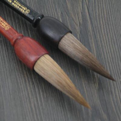 毛笔狼熊毫斗笔红黑法檀木短杆1521国画书毫毛对联练习用羊毫提斗