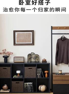 黑色卡物莱克书柜纳柜落地靠墙CMJ格子柜置物边柜卧室收柜子床柜