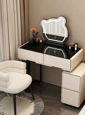 小户型卧室岩板NAN化梳奶妆台60C现代简约油风主卧玻璃斗柜一M体