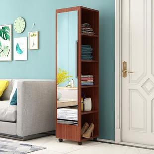 卧HNQ穿衣镜简约帽衣架带镜移动衣镜旋转收纳试柜室全身落地镜家