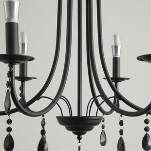 法式 复古风黑水晶客厅大吊气蜡烛公主房卧室房灯间 水晶美19427式