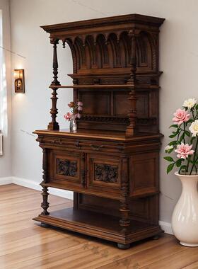 法式复古实边纳柜客厅新木古典雕花书柜储物餐柜美式轻奢收展OVZ