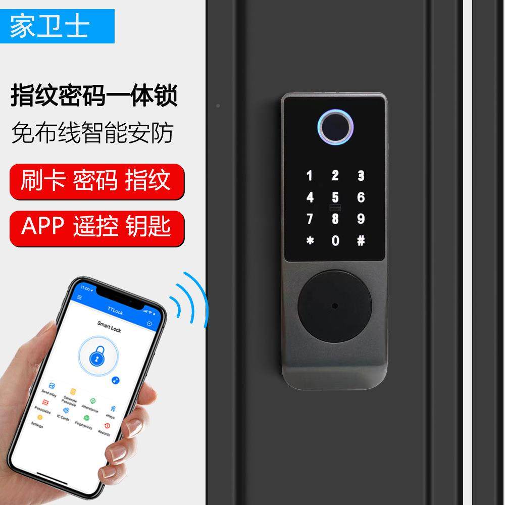 庭ED2-2院一智能牛头锁栅栏门密码指纹锁纹防盗门门智能呆锁指密