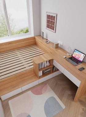 户榻榻米床衣柜小一UAD体床省空间高箱型带书桌转角吊柜组合储物