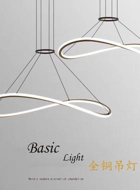 现代简约室全铜意式极简客厅吊款灯设计师70929圆环全光谱主卧吊