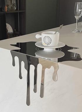 调轻桌奢不锈钢M7RE9648流体滴水立体摆件样板房客厅餐吧台桌面装
