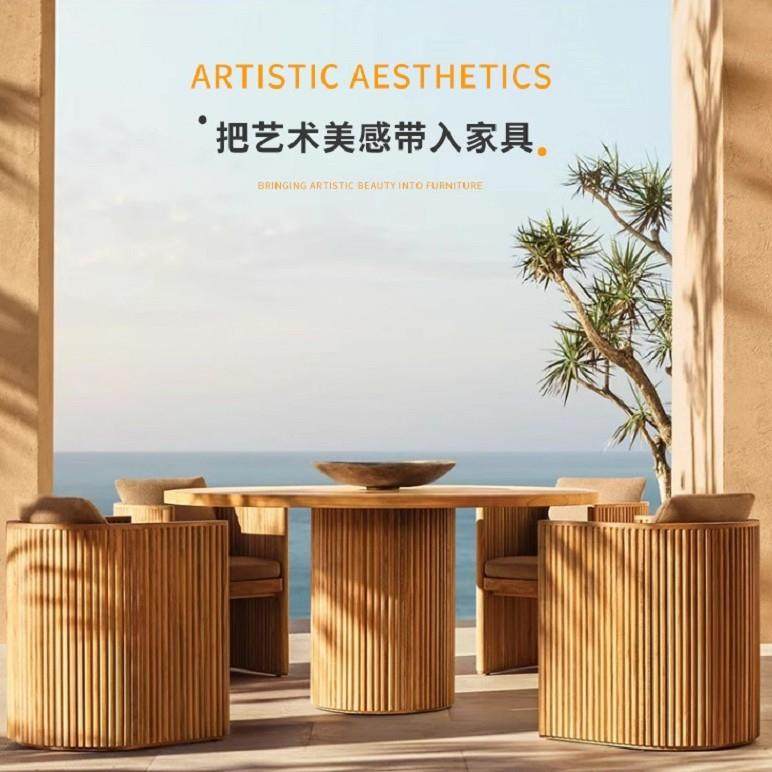 户外柚木沙发院墅花园实木躺床室防外露天庭防别水晒休591闲沙发