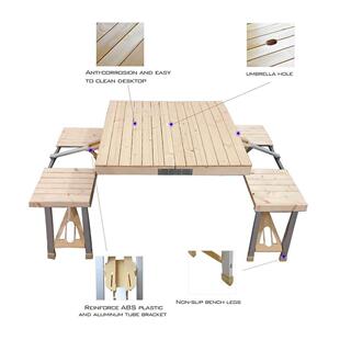 户外野营旅游餐桌推广一宣传展HC-D9952地告业桌便携折叠桌椅杉木