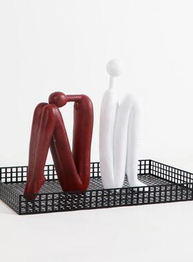 现代极简金属黑色网托盘镂件玄关客厅摆茶几空收格纳XVQ茶盘软装