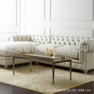 布沙发组合麻布转角L型客厅小户SLE型轻 艺式 现货棉美欧式 乡村法式