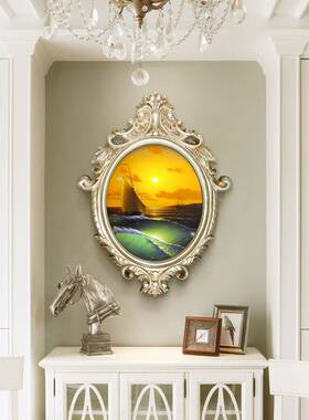 玄关装饰画21961欧式壁画帆走廊过画风景简船道油画欧大气挂画