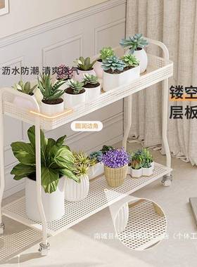 移多肉架置物22331阳台架铁艺花架子客厅落地式动双花层室内带轮