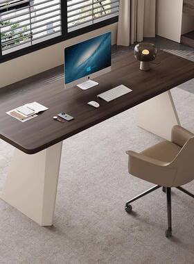 法奶式电油风书桌高34248档木复古实胡桃色脑办公桌意式极简书房