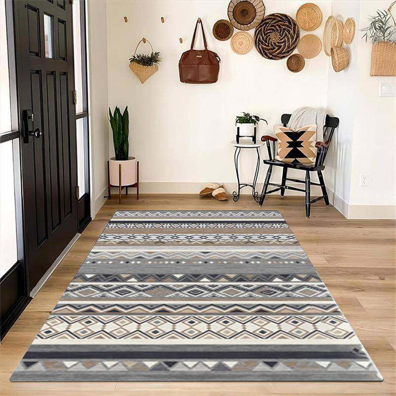 叠防客厅地毯滑厅地毯可水洗美式沙发茶几毯客耐脏地易打折理垫