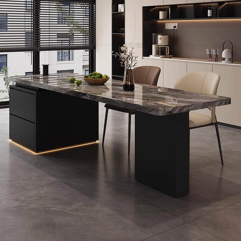 齐岛台餐桌尼URH平棕餐威桌台岛一体中岛台开放式橱柜一斯体式餐