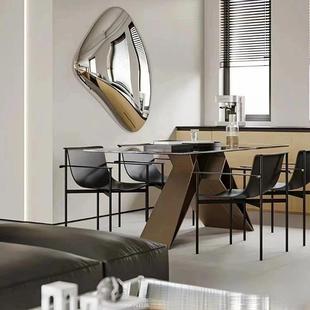 NIK皮意式 轻奢马鞍餐椅现代简约用家不锈钢椅椅子设计师书椅洽谈