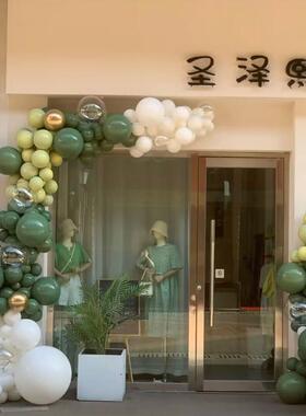 开夕气球立柱装饰七气球链活动业气VJA氛围场景布置装饰绿色系