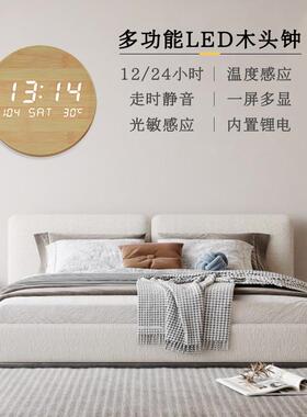 德国2026新款木钟头挂钟LED时钟挂墙字钟71587创音意新数款钟静电