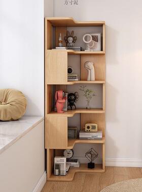 实木转角书架落地置物架角型柜墙角拐角收纳柜小客厅户87795家用